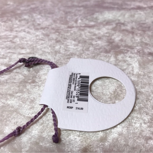 Pura Vida NEW Wave Lavender Purple Adjustable Bracelet NWT Pave Coin Silver Cute - Picture 5 of 7